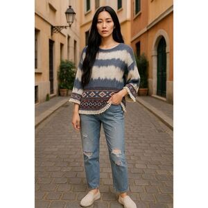 White House Black Market Girlfriend Jeans Stretch Medium Wash Distressed Size 10